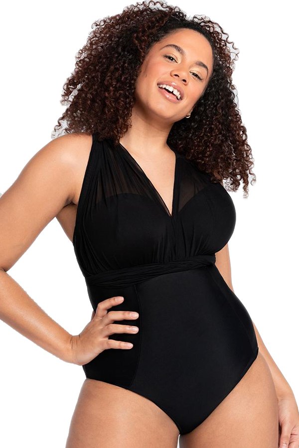 Curvy Kate Wrapsody Bandeau Swimsuit - Black - source image 58702