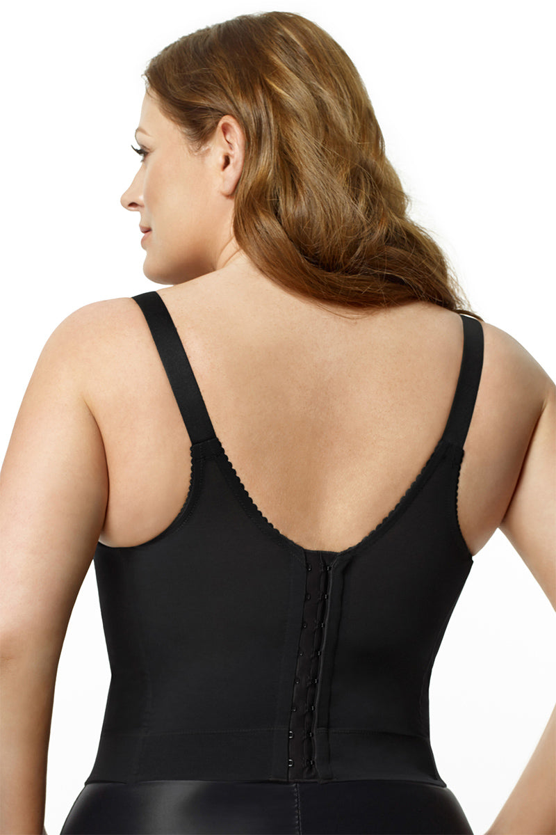 Elila Embroidered Microfiber Longline Soft Cup Bra - Black - source image 16571