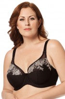 Elila Embroidered Microfiber Underwire Bra - Black/Silver - source image 23809