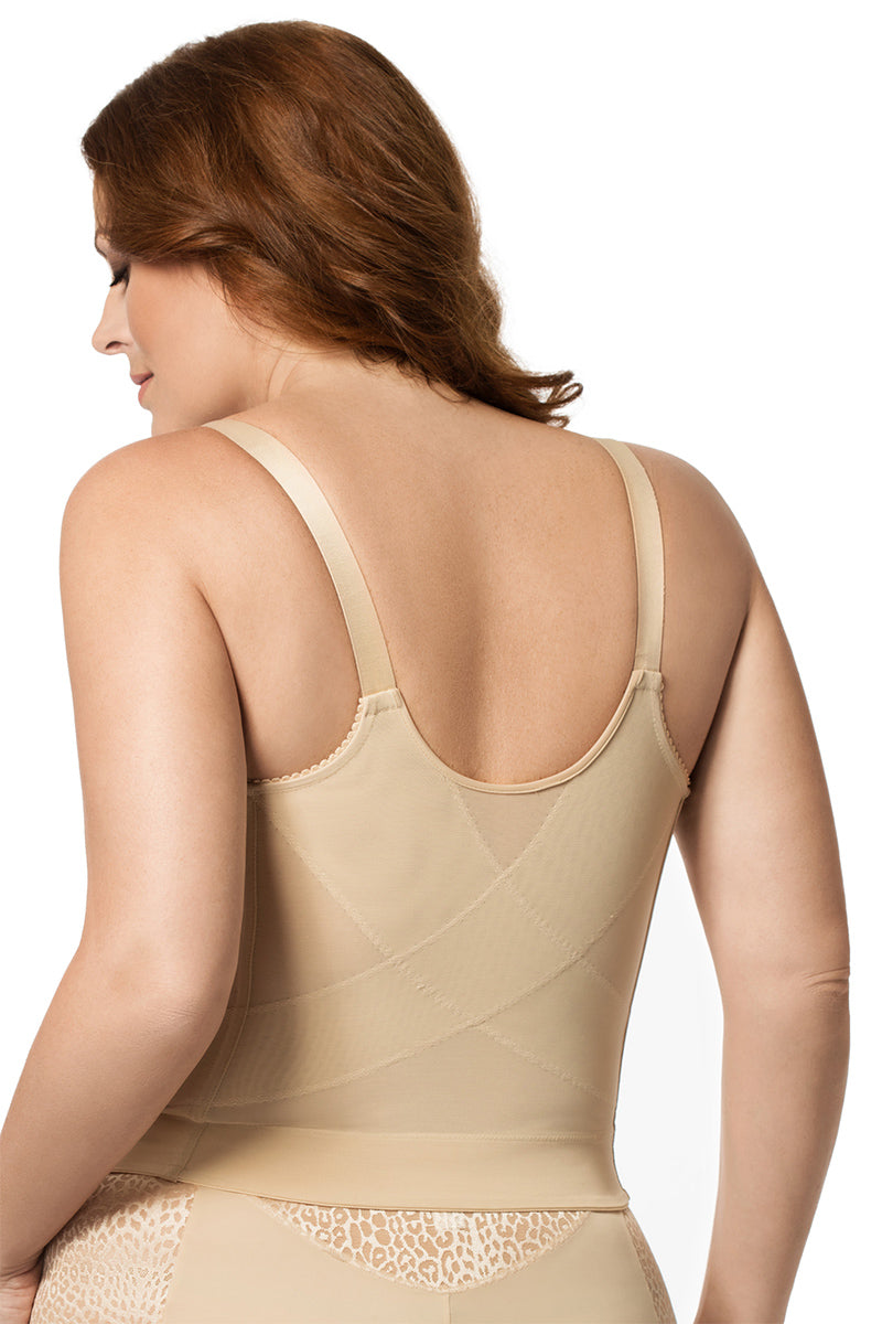 Elila Jacquard Posture Group Front Hook Longline Bra - Nude - source image 24855