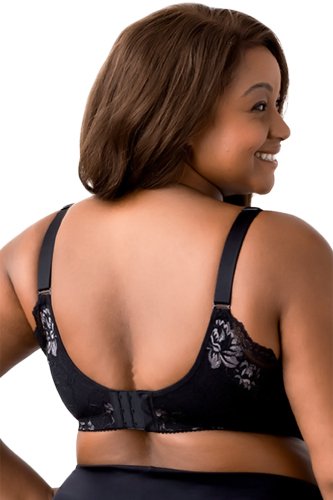 Elila Microfiber and Lace Molded Soft Cup Bra - Black - source image 41690