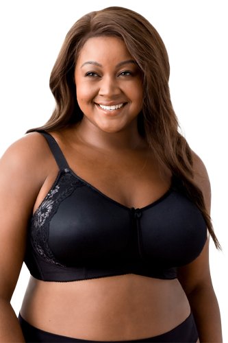Elila Microfiber and Lace Molded Soft Cup Bra - Black - source image 41688