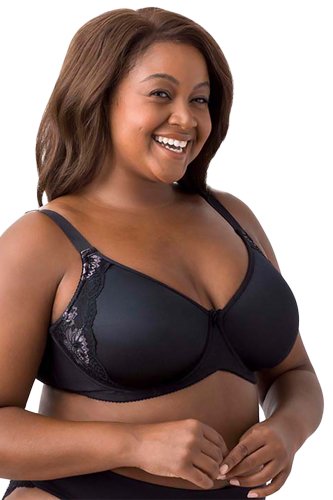 Elila Microfiber and Lace Molded Underwired Bra - Black - source image 41695