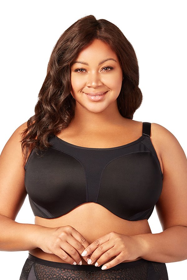 Elila Microfiber Underwire Sport Bra - Black - source image 66171