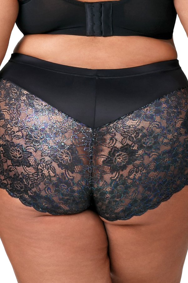 Elila Stretch Lace & Microfiber Cheeky Panty - Foil Print - source image 70116