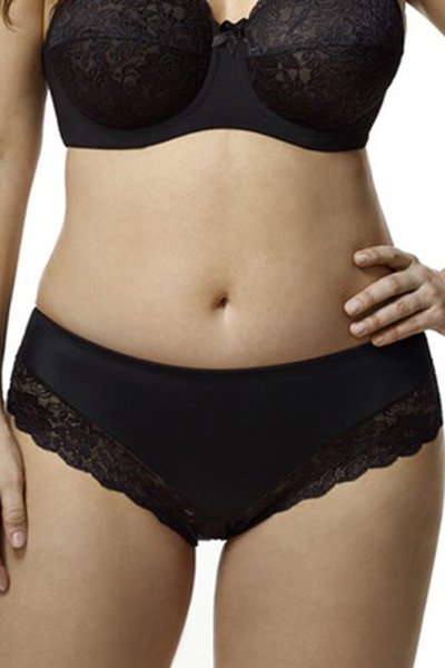 Elila Stretch Lace & Microfiber Panty - Black - source image 24841