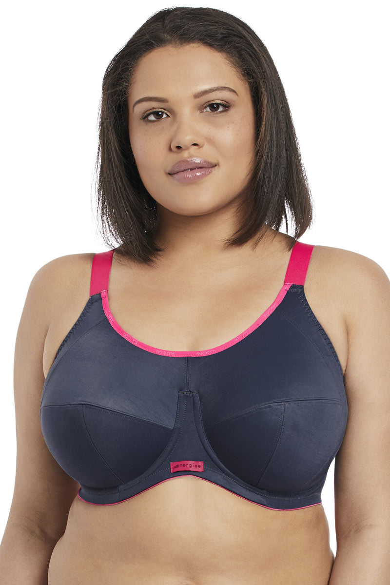 Elomi Energise Underwire Sports Bra - J Hook - Charcoal - source image 34429