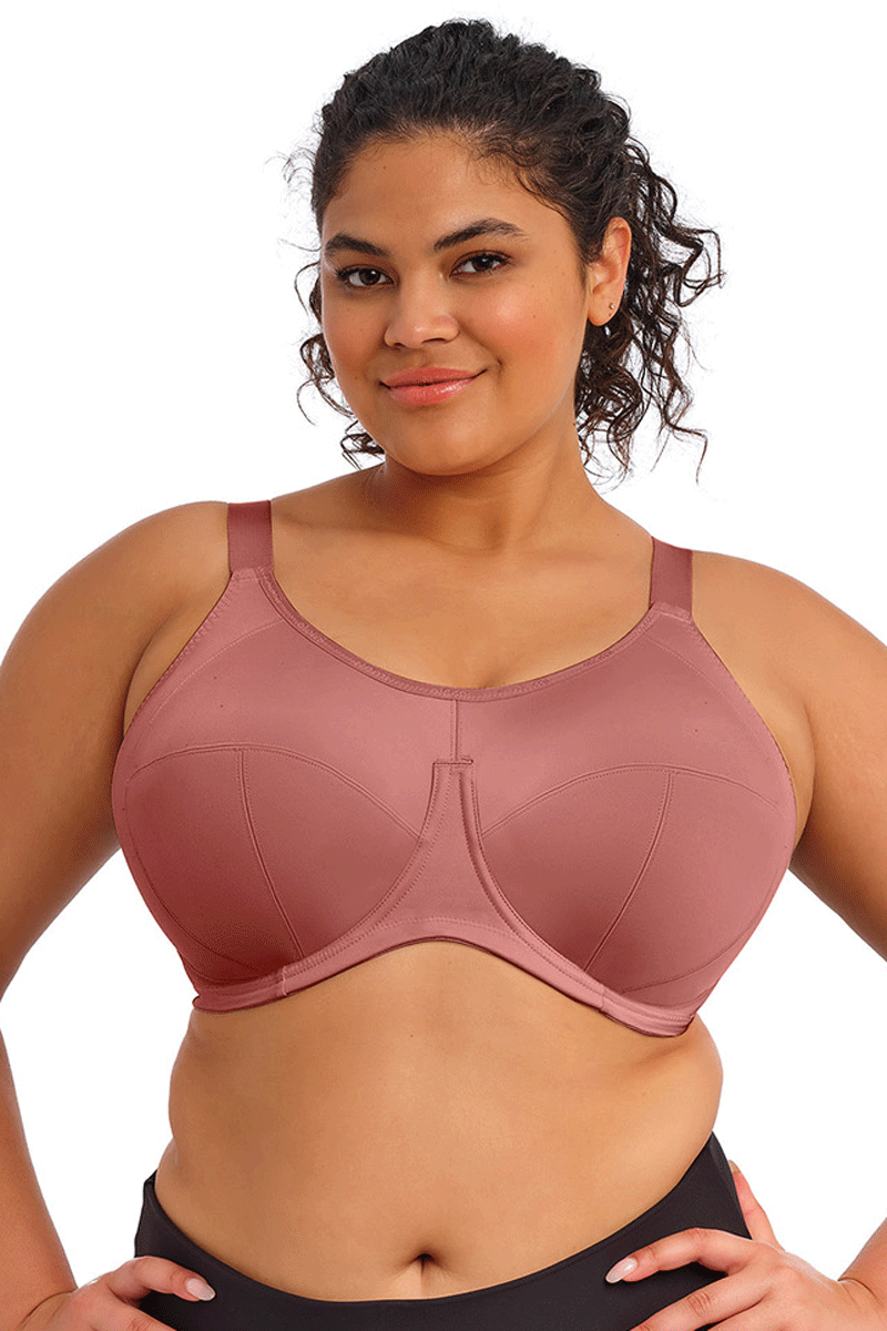 Elomi Energise Underwire Sports Bra - J Hook - Rosewood - source image 72505