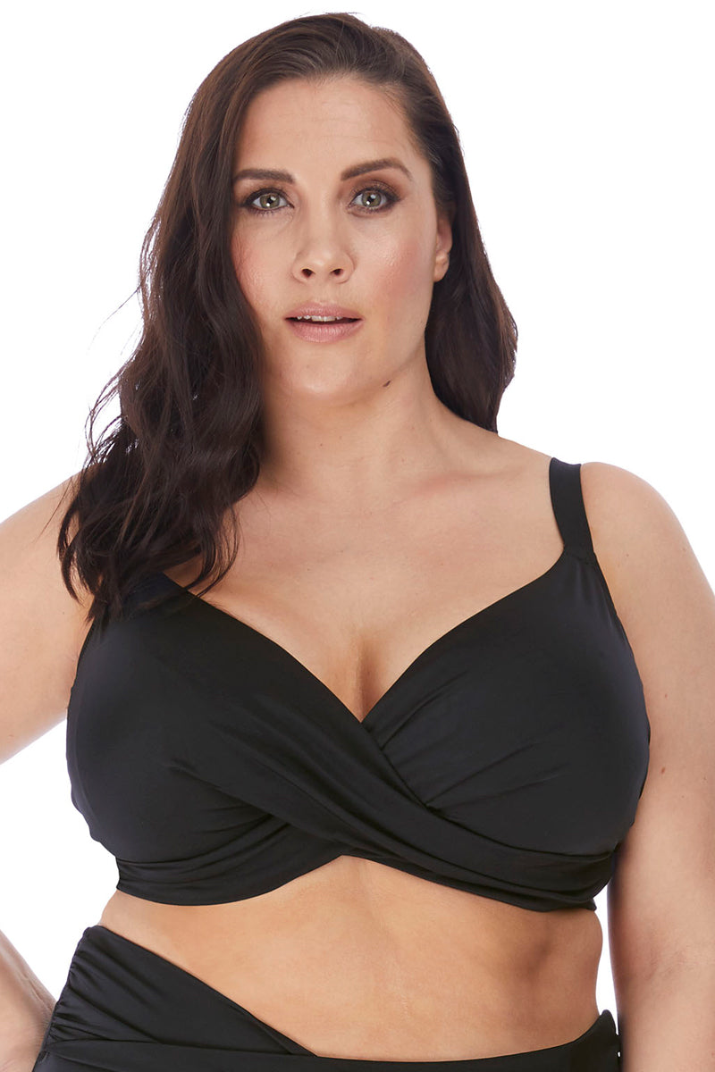 Elomi Magnetic Underwire Plunge Bikini Top - Black - source image 43274