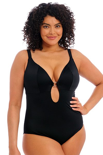 Elomi Plain Sailing Non-Wired Plunge Swimsuit - Black - source image 60198
