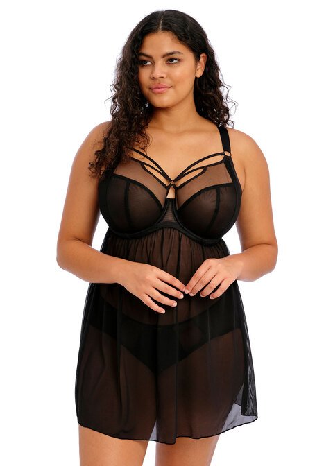 Elomi Sachi Underwire Babydoll Chemise - Black - source image 68541