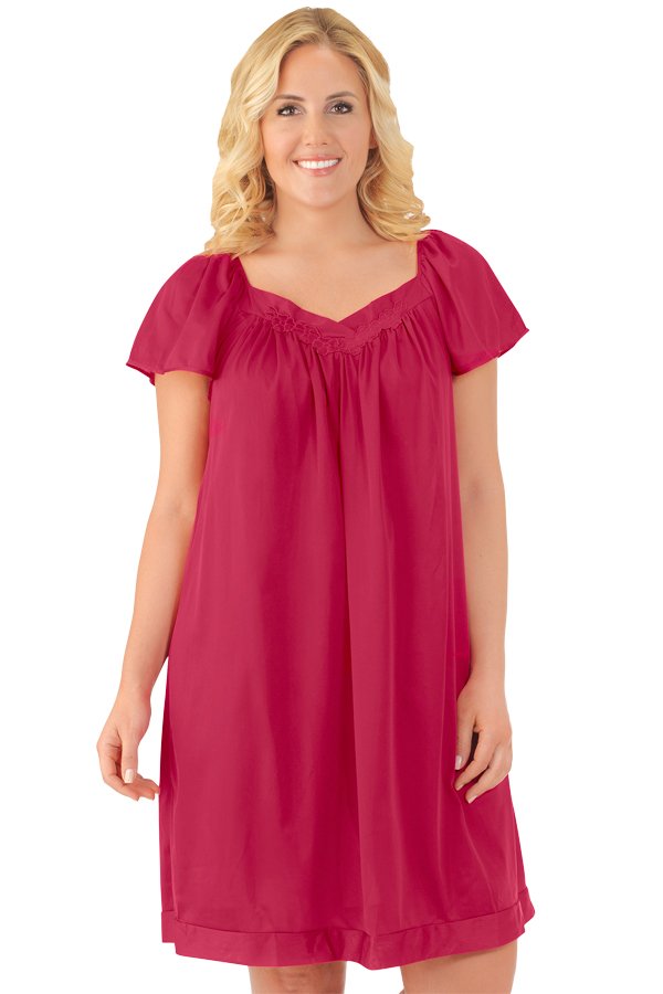 Exquisite Form Flutter Sleeve Gown - Beet Red - source image 33844