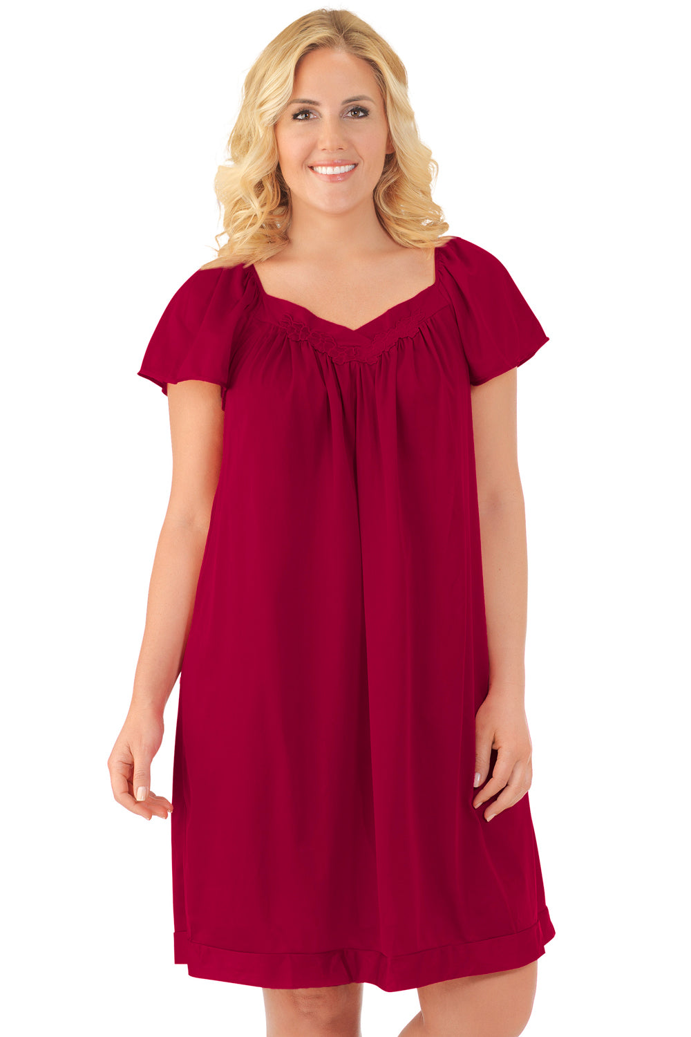 Exquisite Form Flutter Sleeve Gown - Beet Red - source image 37374