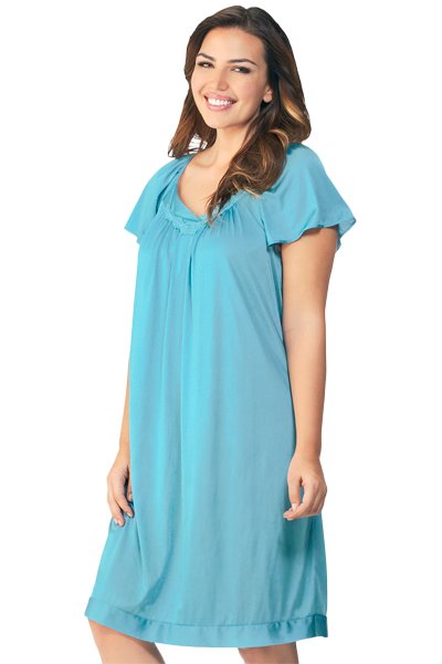 Exquisite Form Flutter Sleeve Gown - Island Teal - source image 33842