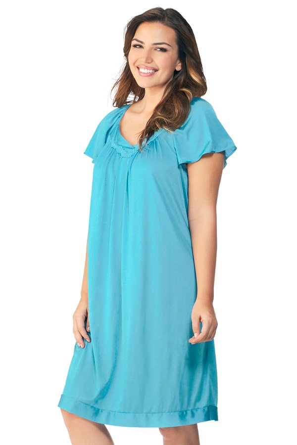 Exquisite Form Flutter Sleeve Gown - Island Teal - source image 37373