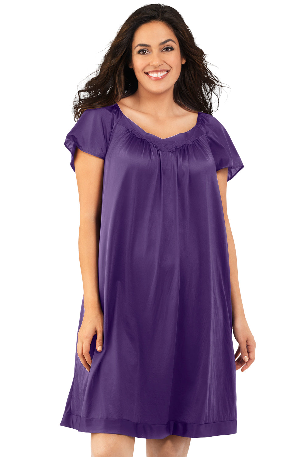 Exquisite Form Flutter Sleeve Gown - Purple Potion - source image 34474