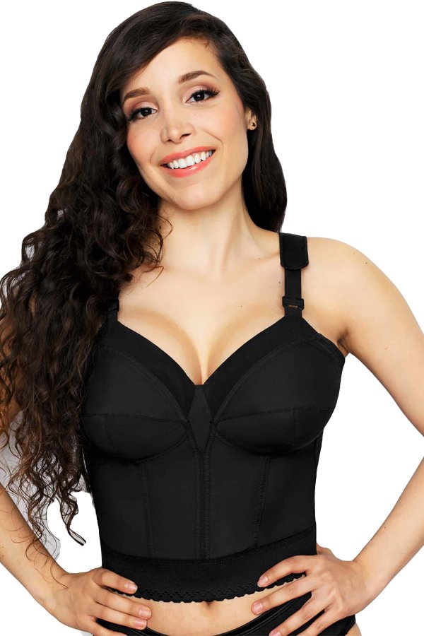 Exquisite Form Fully Back Close Longline Bra - Black - source image 41670