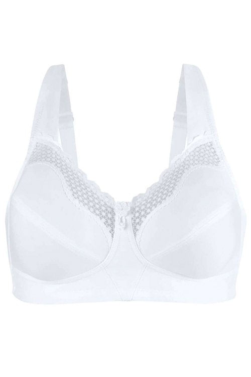 Exquisite Form Fully Cotton Soft Cup Bra With Lace - White - source image 42729