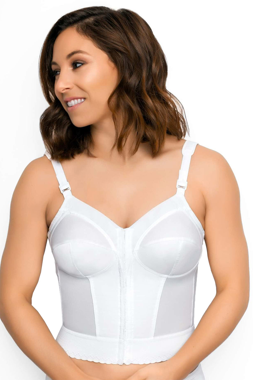 Exquisite Form Fully Front Close Longline Posture Bra - White - source image 42760