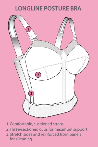Exquisite Form Fully Front Close Longline Posture Bra - White - source image 29746