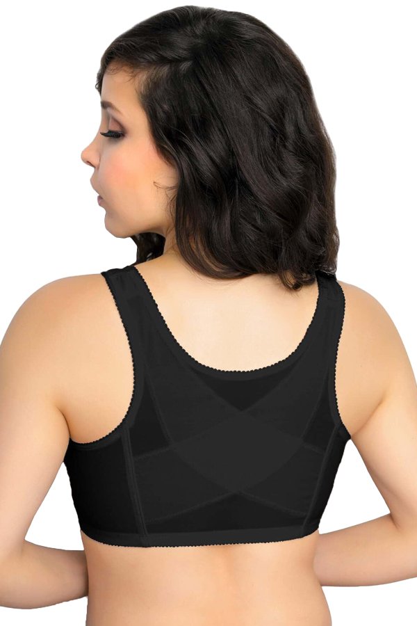 Exquisite Form Fully Front Closure Posture Bra With Lace - Black - source image 33800