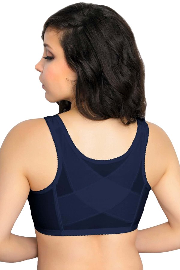 Exquisite Form Fully Front Closure Posture Bra With Lace - Navy - source image 33799