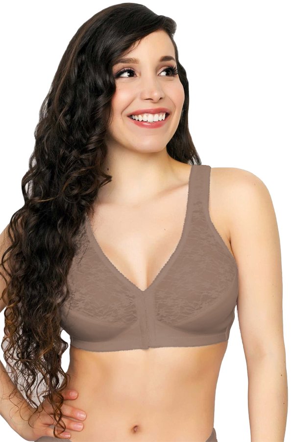 Exquisite Form Fully Front Closure Posture Bra With Lace - Walnut - source image 29538