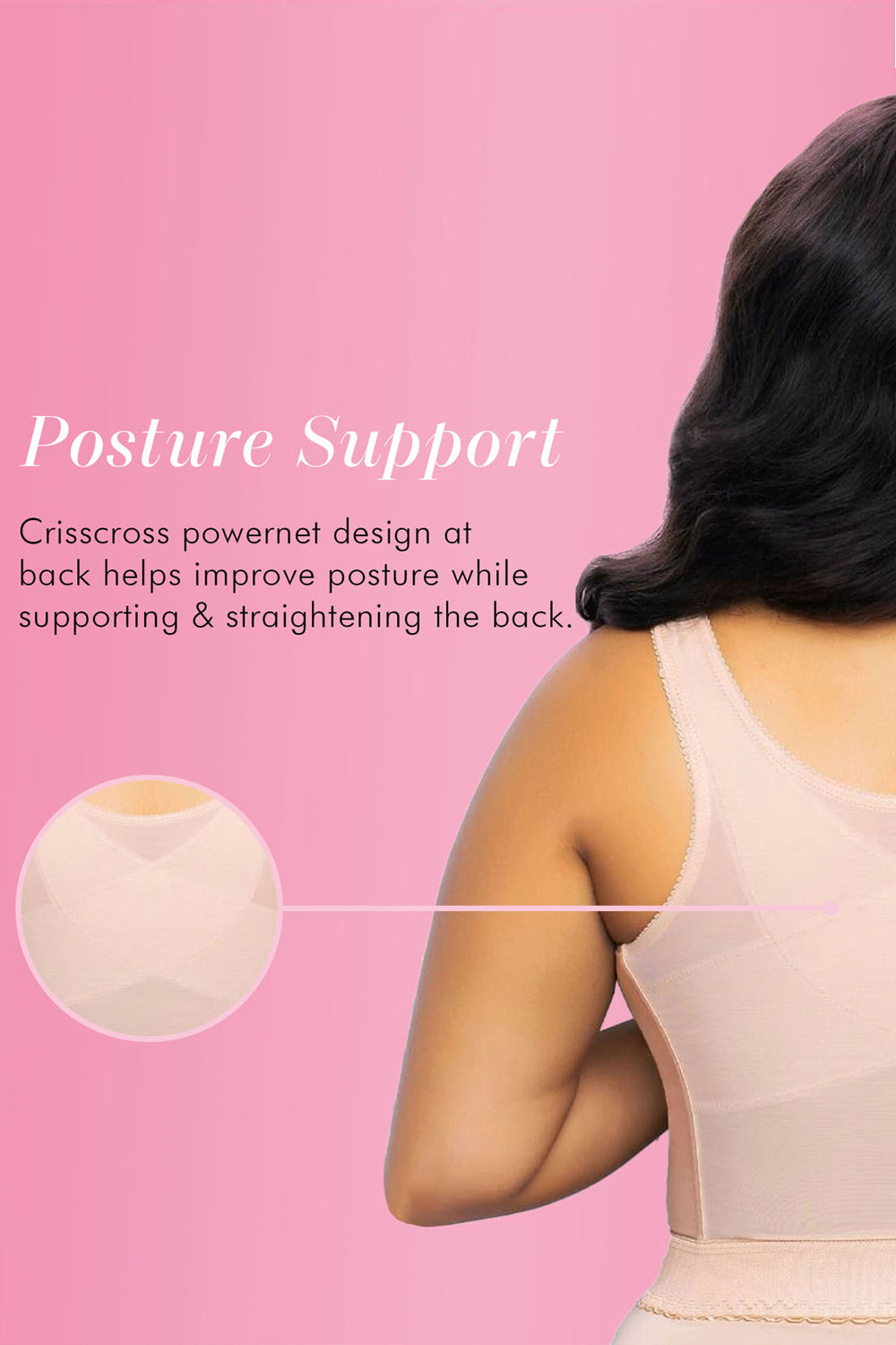 Exquisite Form Fully Front Closure Posture Bra with Lace - Rose Beige - source image 33808