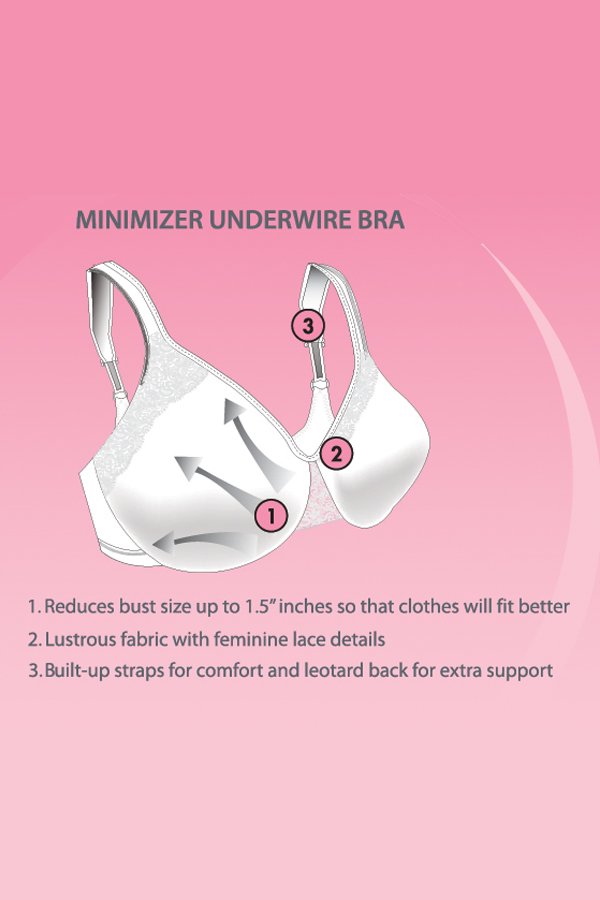 Exquisite Form Fully Minimizer Underwired Bra - White - source image 39629