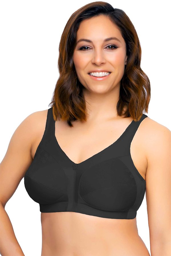 Exquisite Form Fully Side Shaping Bra with Floral Lace - Black - source image 29535