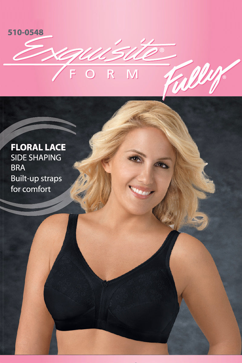 Exquisite Form Fully Side Shaping Bra with Floral Lace - Black - source image 42738