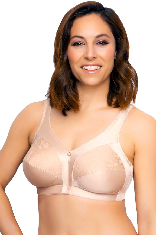 Exquisite Form Fully Side Shaping Bra with Floral Lace - Rose Beige - source image 29534