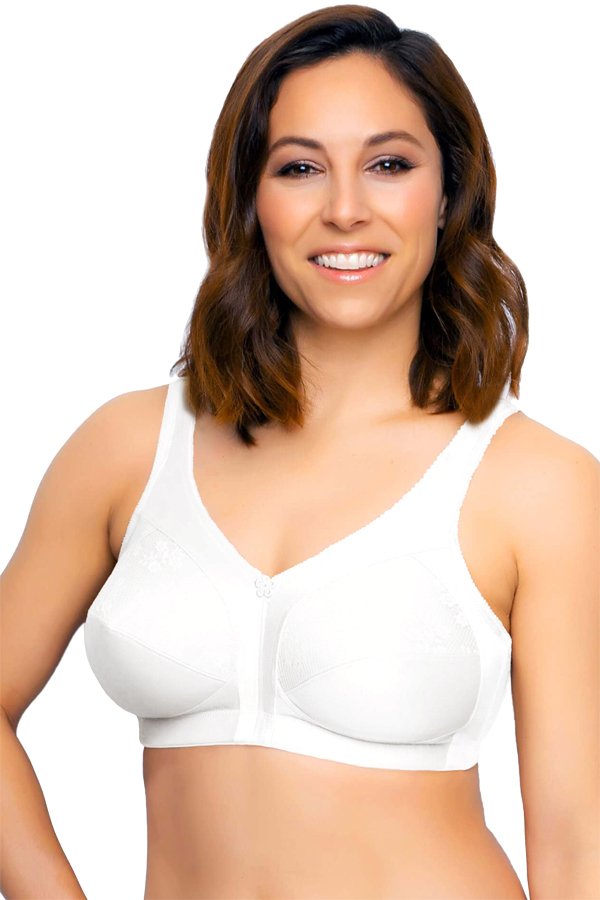 Exquisite Form Fully Side Shaping Bra with Floral Lace - White - source image 29533