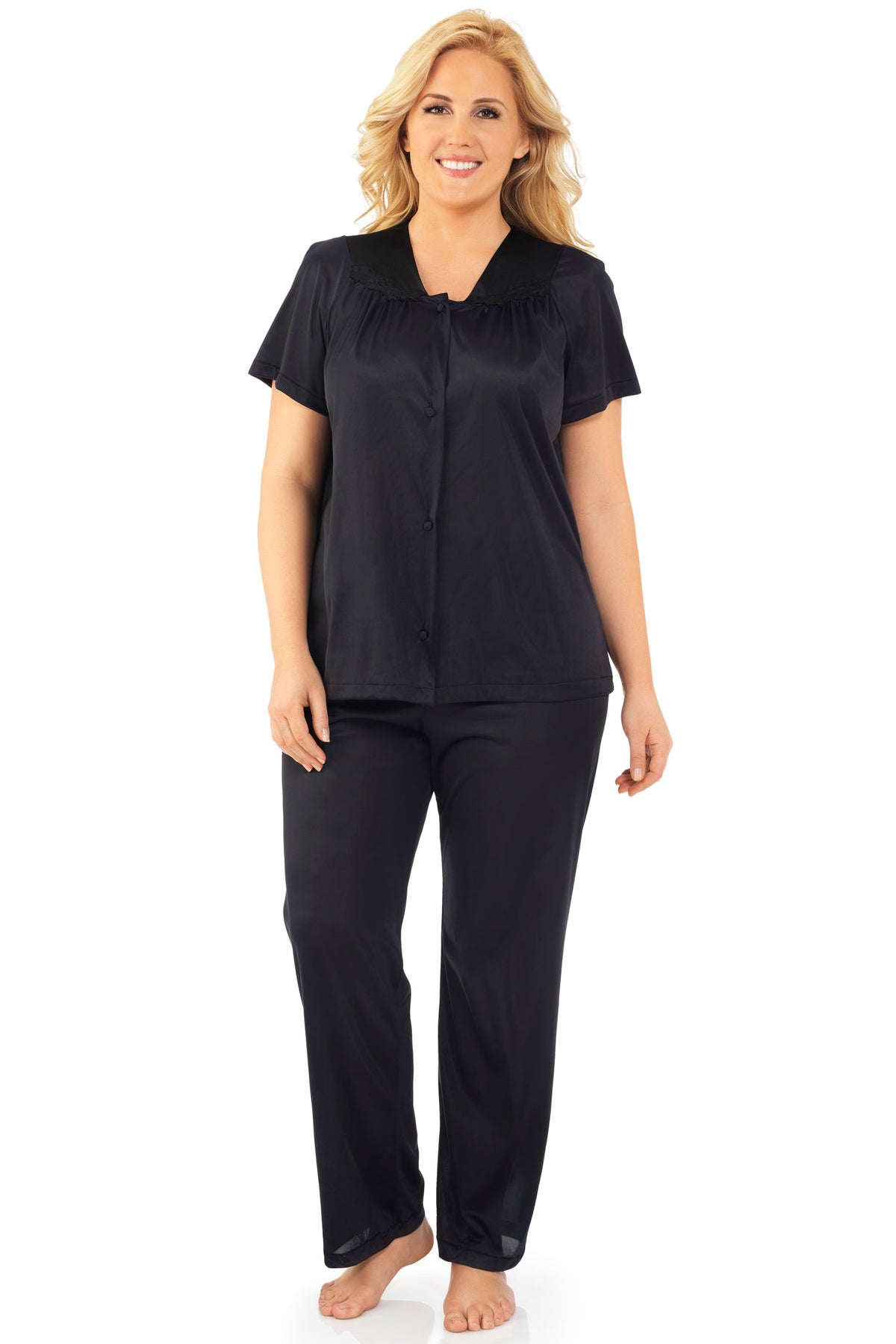 Exquisite Form Short Sleeve Pajama - Black - source image 32450