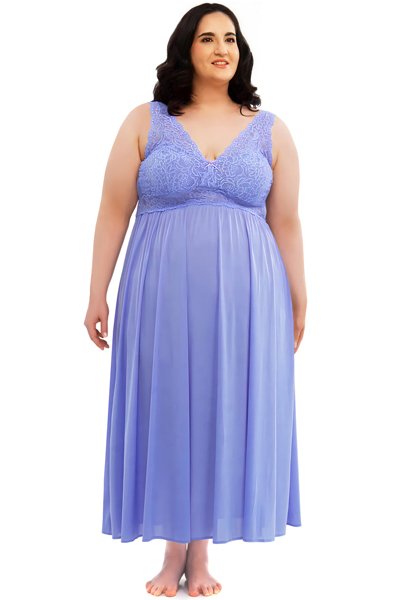 Exquisite Form Sleeveless Long Gown with Stretch Lace - Victory Violet - source image 60841