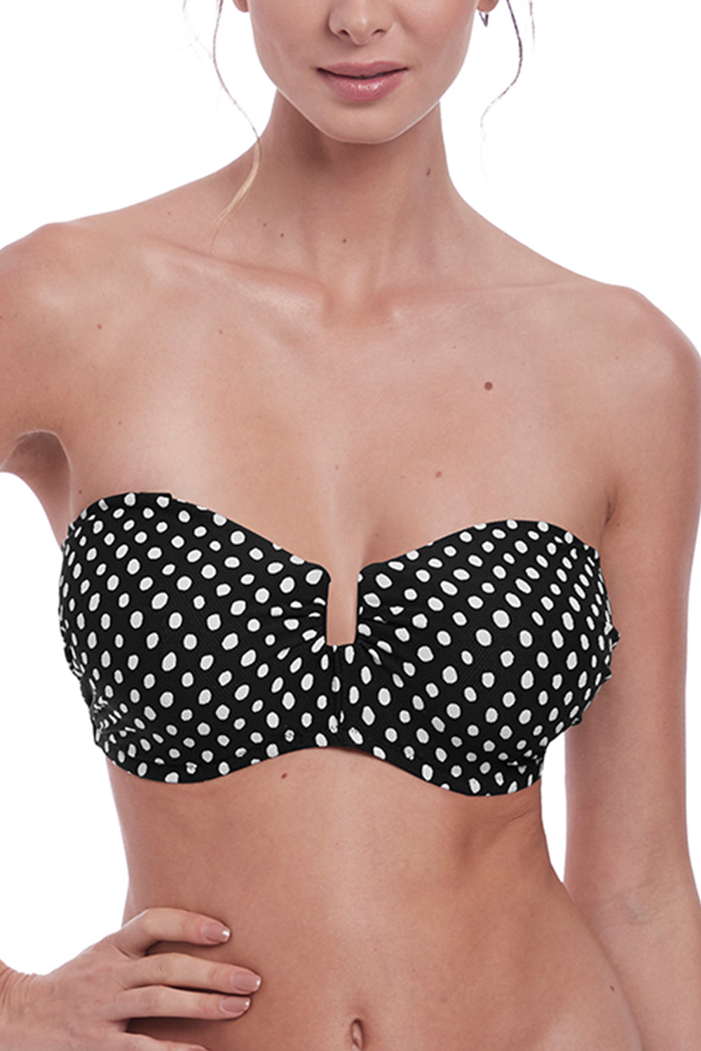 Fantasie Santa Monica Underwire Bandeau Bikini Swim Top - Black & White - source image 68549