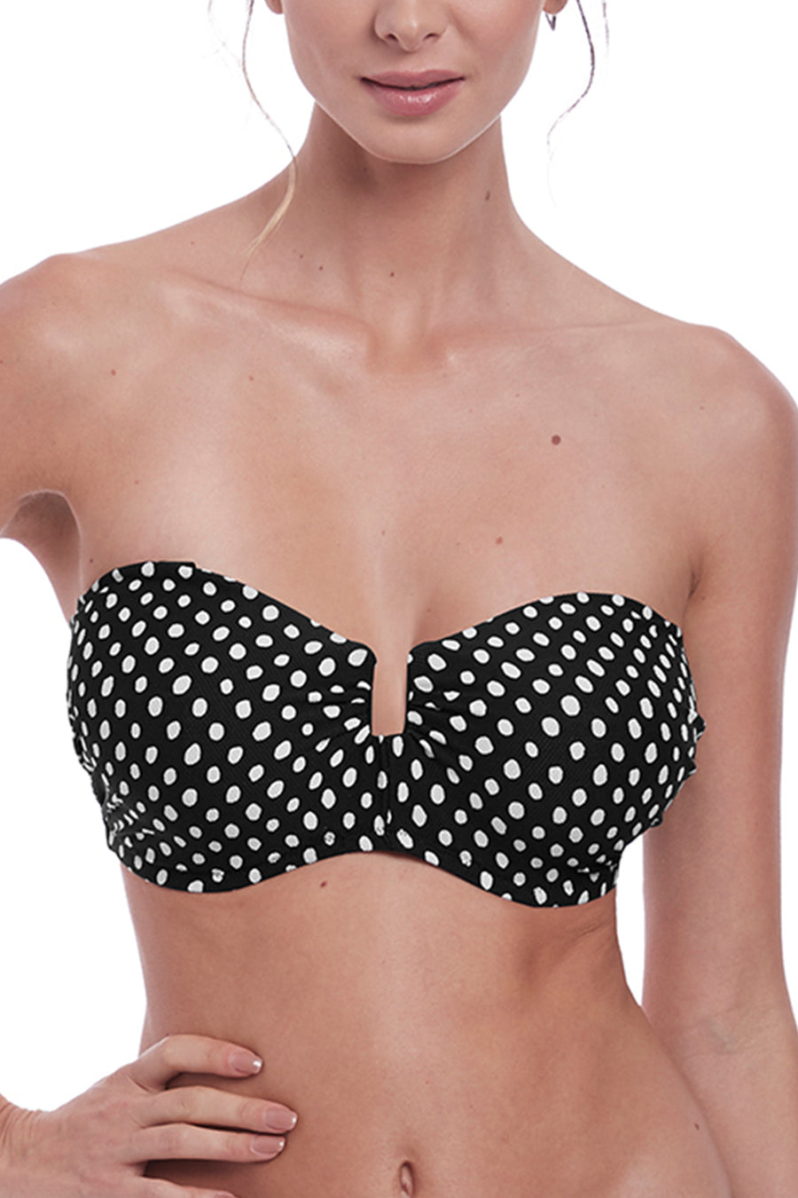 Fantasie Santa Monica Underwire Bandeau Bikini Swim Top - Black & White - source image 68549