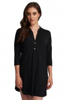 Fleur't Dolman 3/4 Sleeve Nightshirt - Black - source image 65178