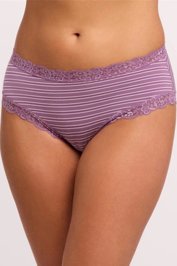 Fleur't Iconic High Waist Boyshort - Berry Glaze Stripe - source image 74894