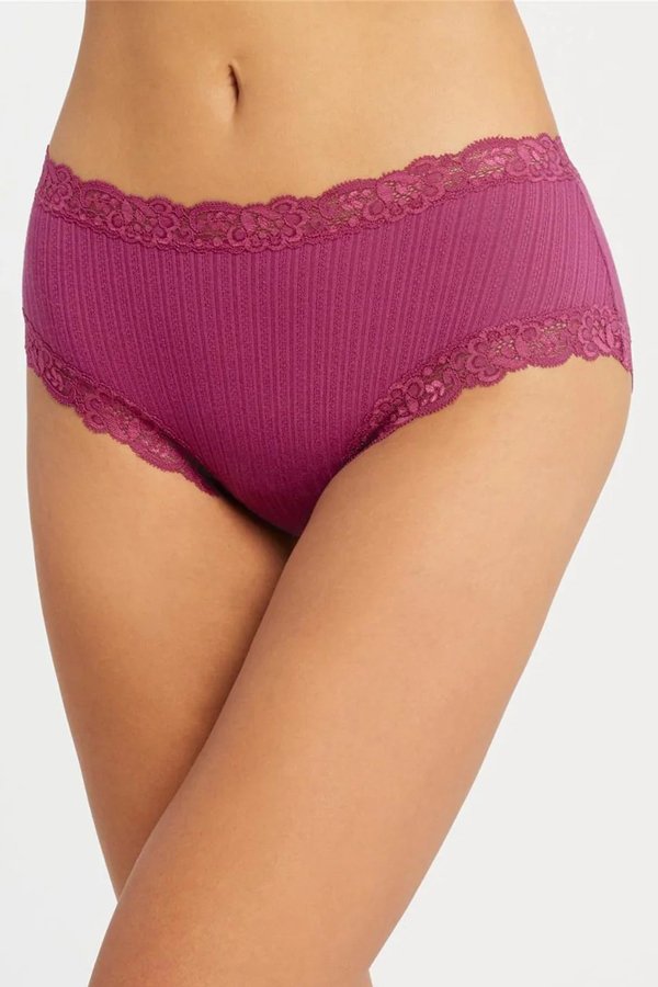 Fleur't Iconic High Waist Boyshort - Cranberry Pointelle - source image 74903