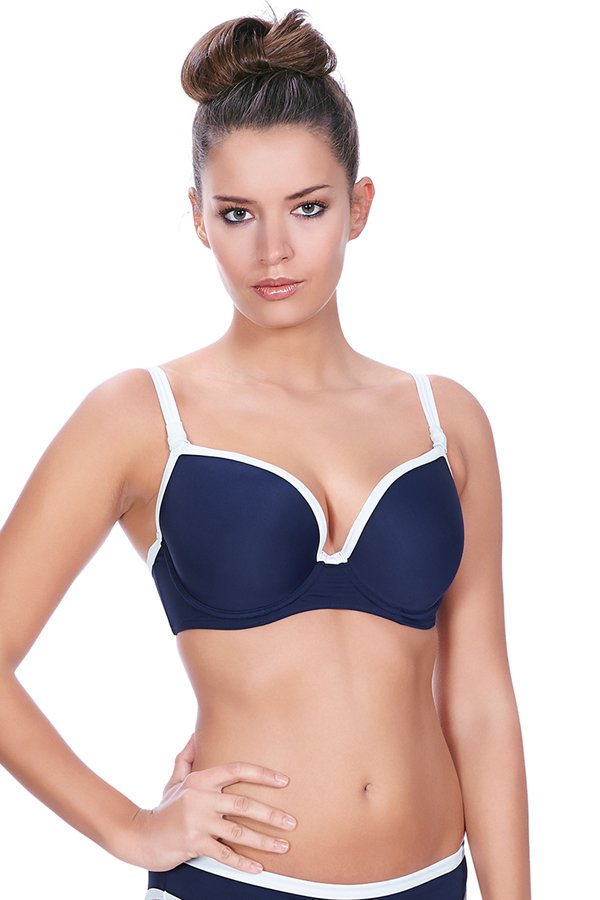 Freya In The Navy Deco Underwire Moulded Bikini Top