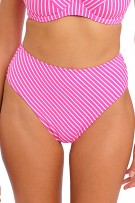 Freya Jewel Cove High-Waist Bikini Bottom - Stripe Raspberry - source image 61609
