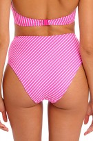 Freya Jewel Cove High-Waist Bikini Bottom - Stripe Raspberry - source image 61610