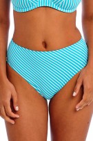 Freya Jewel Cove High-Waist Bikini Bottom - Stripe Turquoise - source image 61613