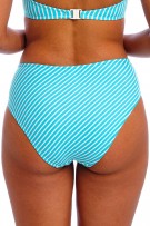 Freya Jewel Cove High-Waist Bikini Bottom - Stripe Turquoise - source image 61614