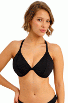 Freya Jewel Cove Plunge Bikini Top - Plain Black - source image 73076