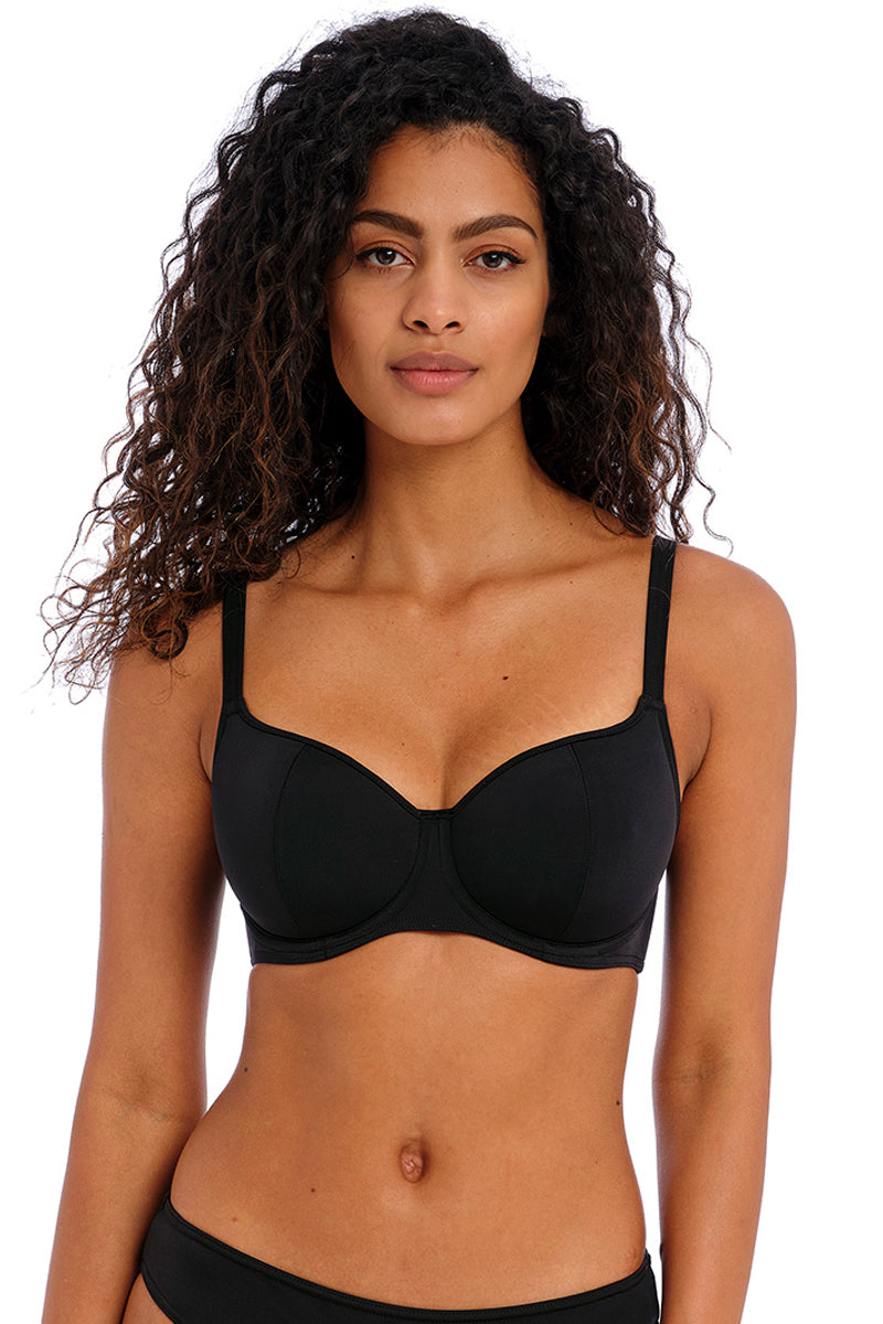 Freya Jewel Cove Underwire Sweetheart Padded Bikini - Plain Black