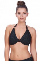 Freya Sundance Underwire Bandless Halter Bikini Top - Black - source image 28843
