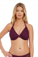 Freya Sundance Underwire Bandless Halter Bikini Top - Black Cherry - source image 42666