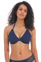 Freya Sundance Underwire Bandless Halter Bikini Top - Denim - source image 42662